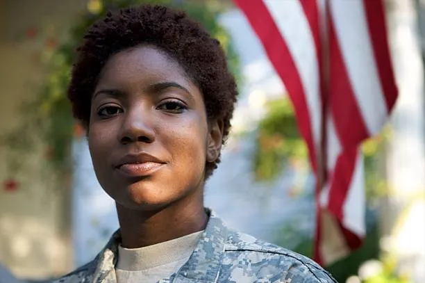 Veteran with American flag
